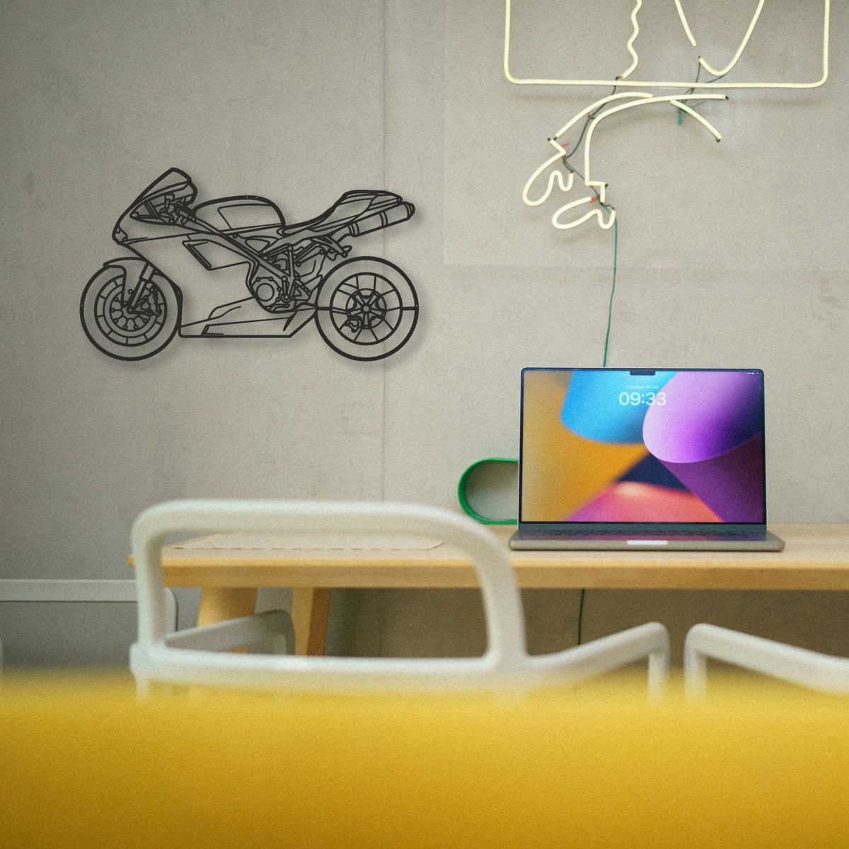 2009 Ducati 848 Classic Motorcycle Silhouette Metal Wall Art - Tinvibe