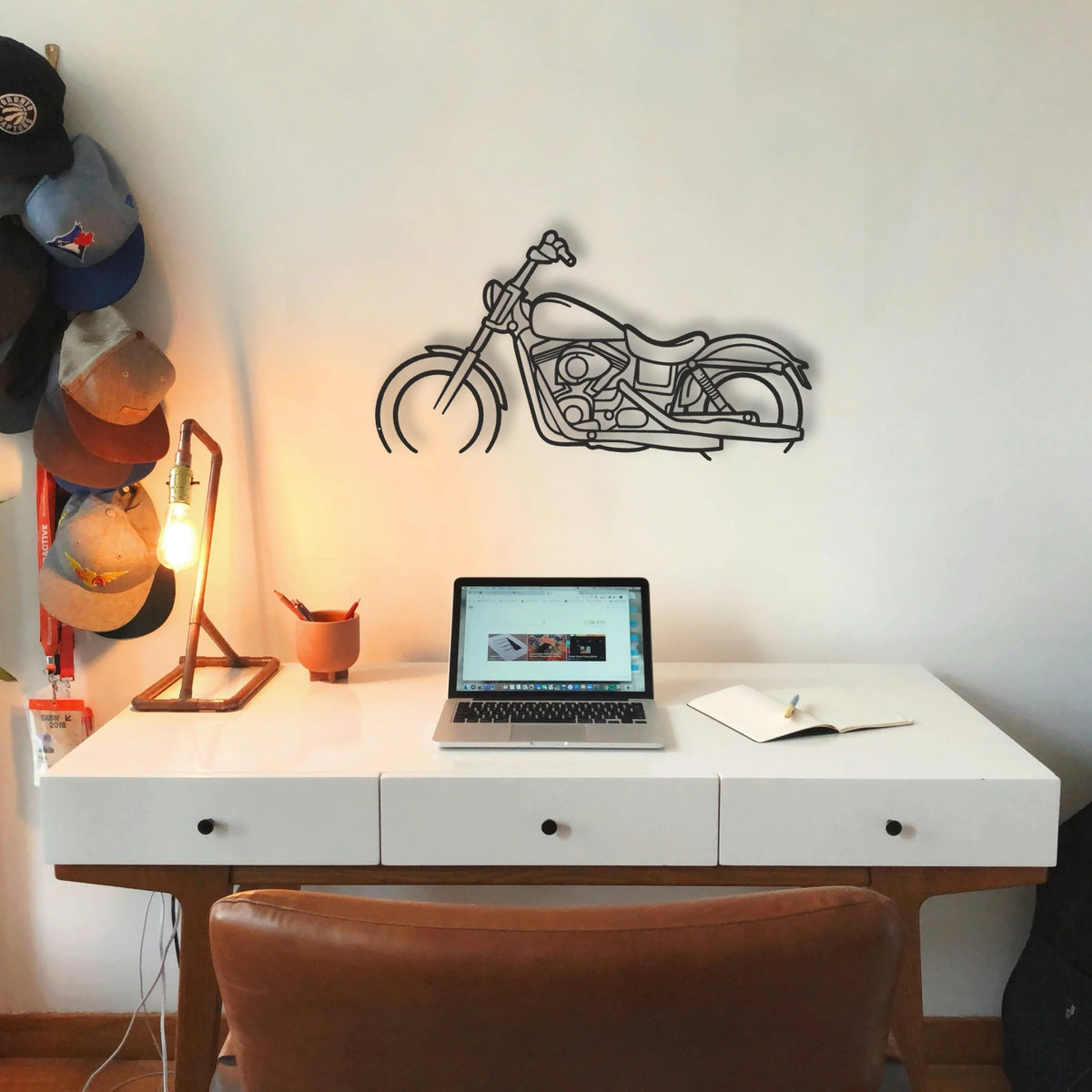 2017 Harley Davidson Dyna Street Bob Classic Motorcycle Silhouette Metal Wall Art - Tinvibe