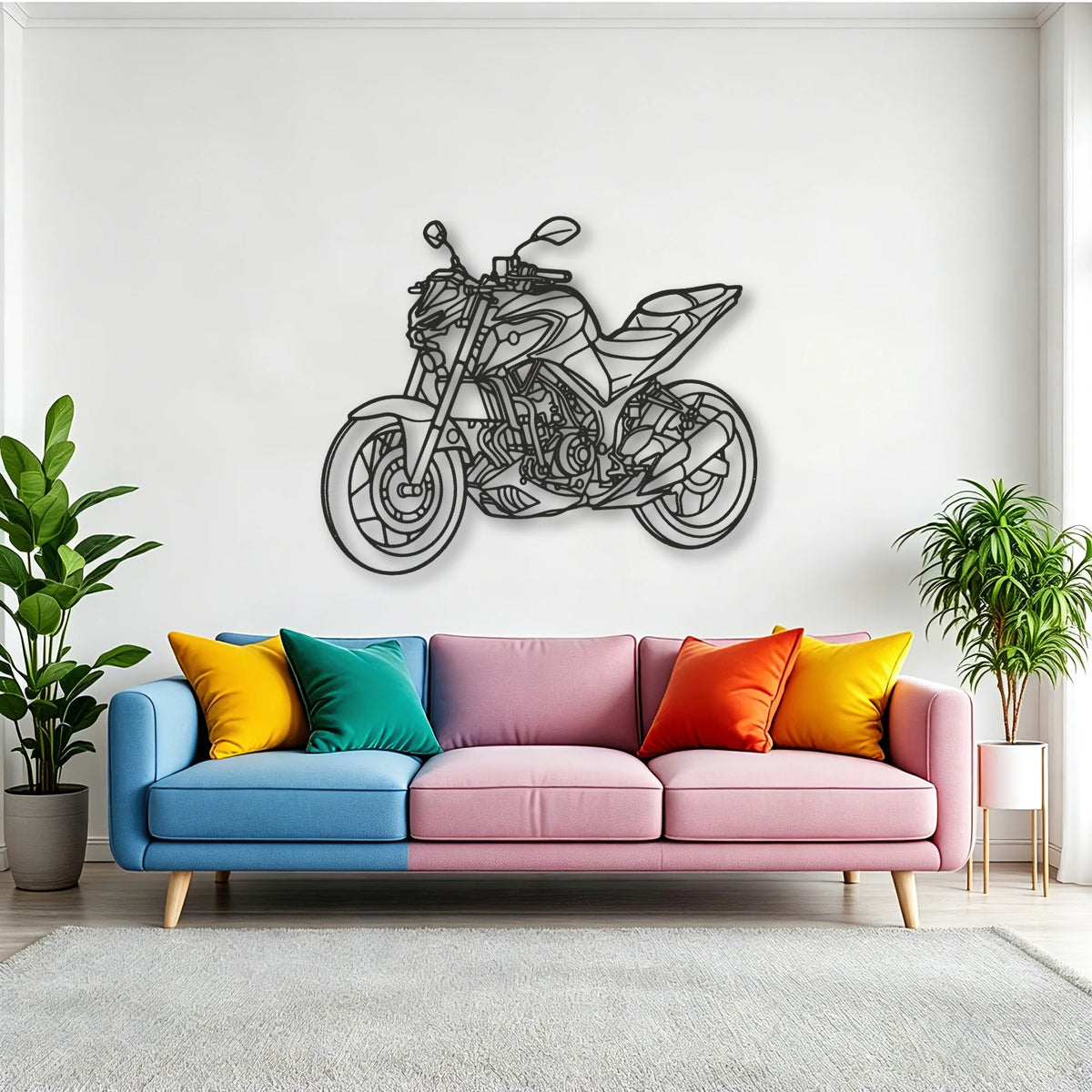 2020 Yamaha MT Classic Motorcycle Silhouette Metal Wall Art - Tinvibe