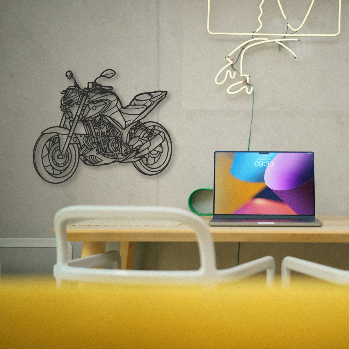 2020 Yamaha MT Classic Motorcycle Silhouette Metal Wall Art - Tinvibe