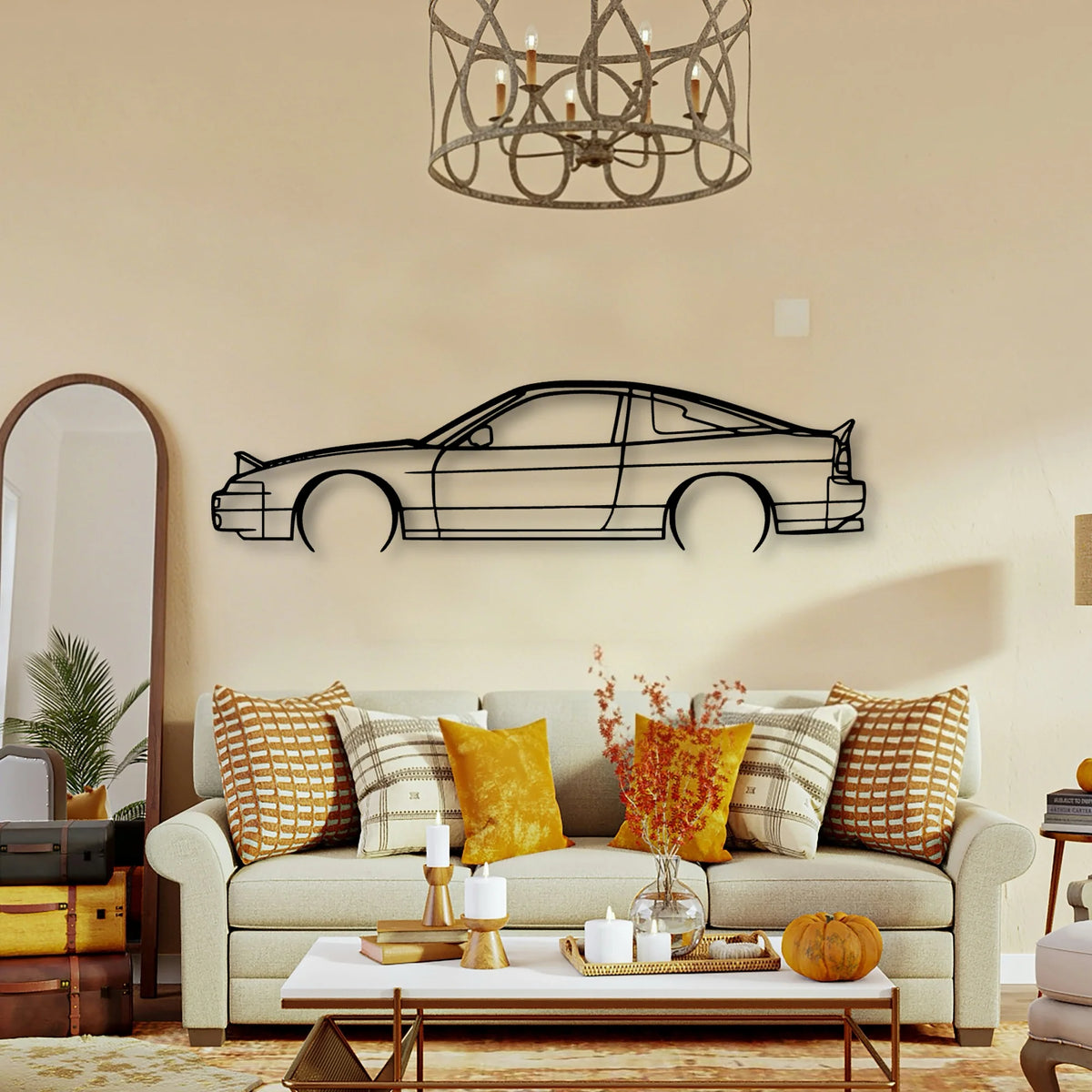 240SX S13 1991 Classic Silhouette Metal Wall Art - Tinvibe