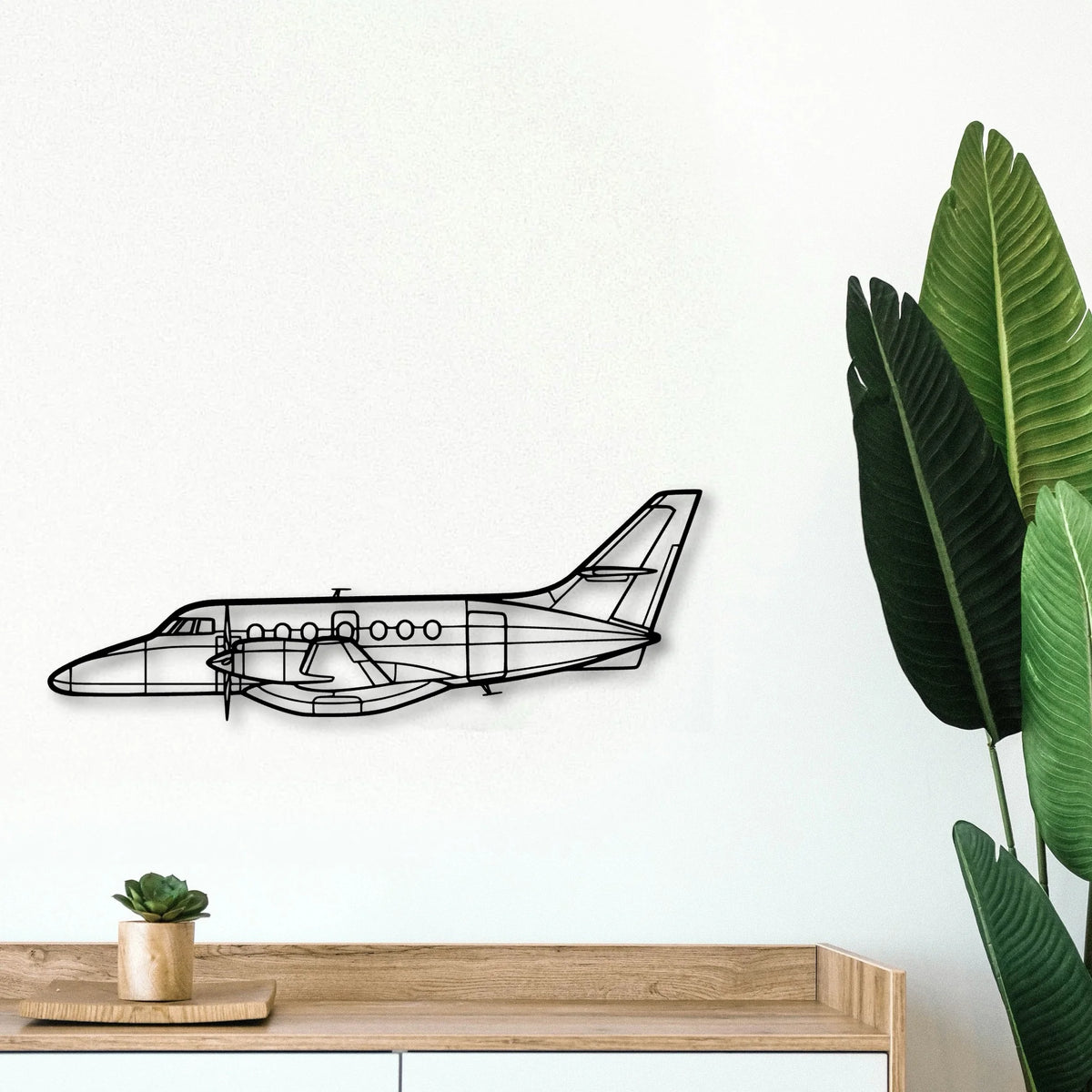 340B Plus Classic Aircraft Silhouette Metal Wall Art - Tinvibe