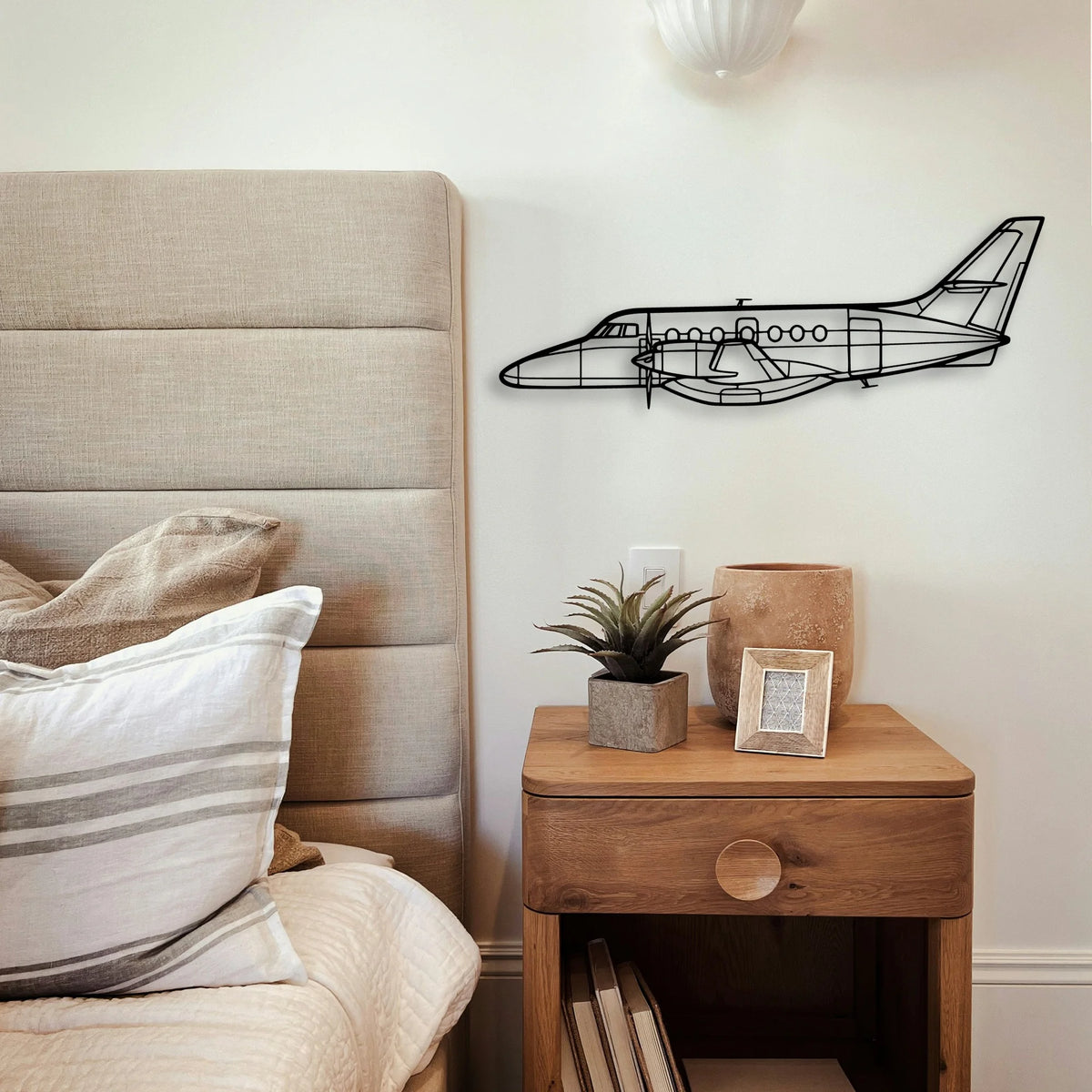 340B Plus Classic Aircraft Silhouette Metal Wall Art - Tinvibe