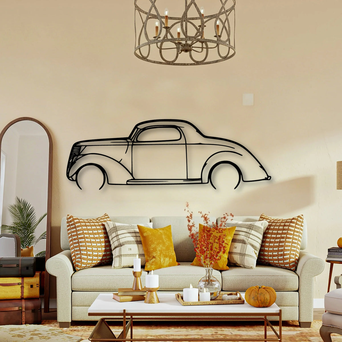 3 Window Coupe 1937 Classic Silhouette Metal Wall Art - Tinvibe