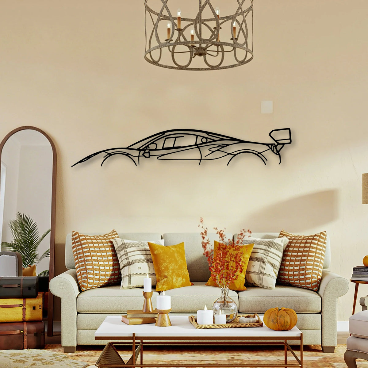488 Challenge EVO 2021 Classic Silhouette Metal Wall Art - Tinvibe