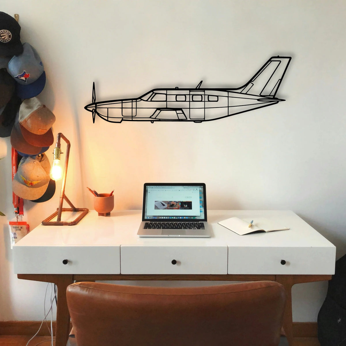 95 B55 Baron Classic Aircraft Silhouette Metal Wall Art - Tinvibe