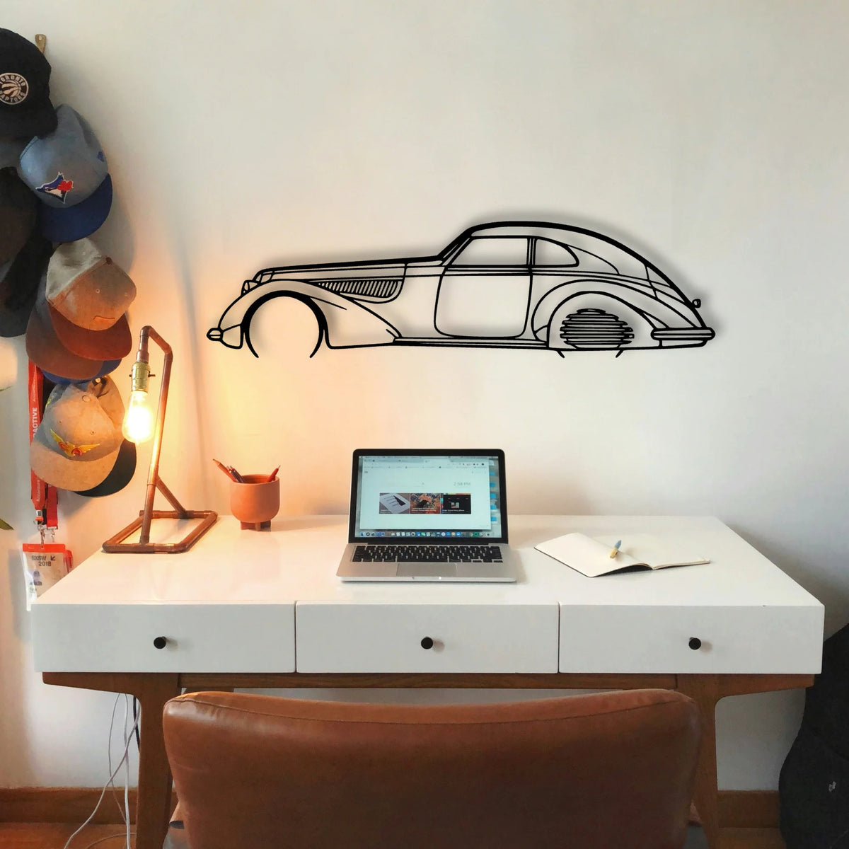Alfa 8C 1937 Classic Silhouette Metal Wall Art - Tinvibe