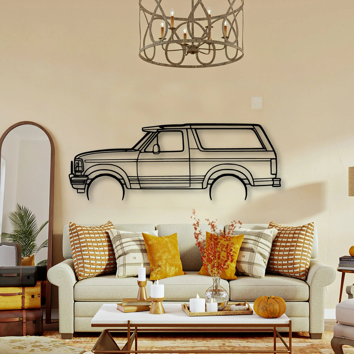 Bronco XLT 1995 Classic Silhouette Metal Wall Art - Tinvibe