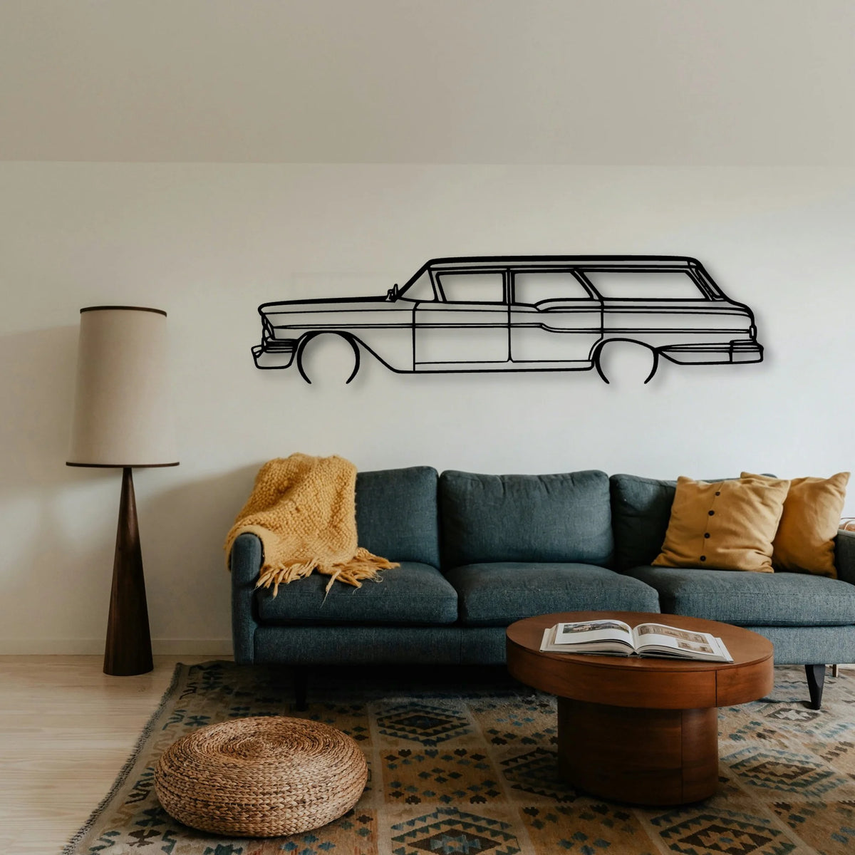 Brookwood Wagon 1958 Classic Silhouette Metal Wall Art - Tinvibe
