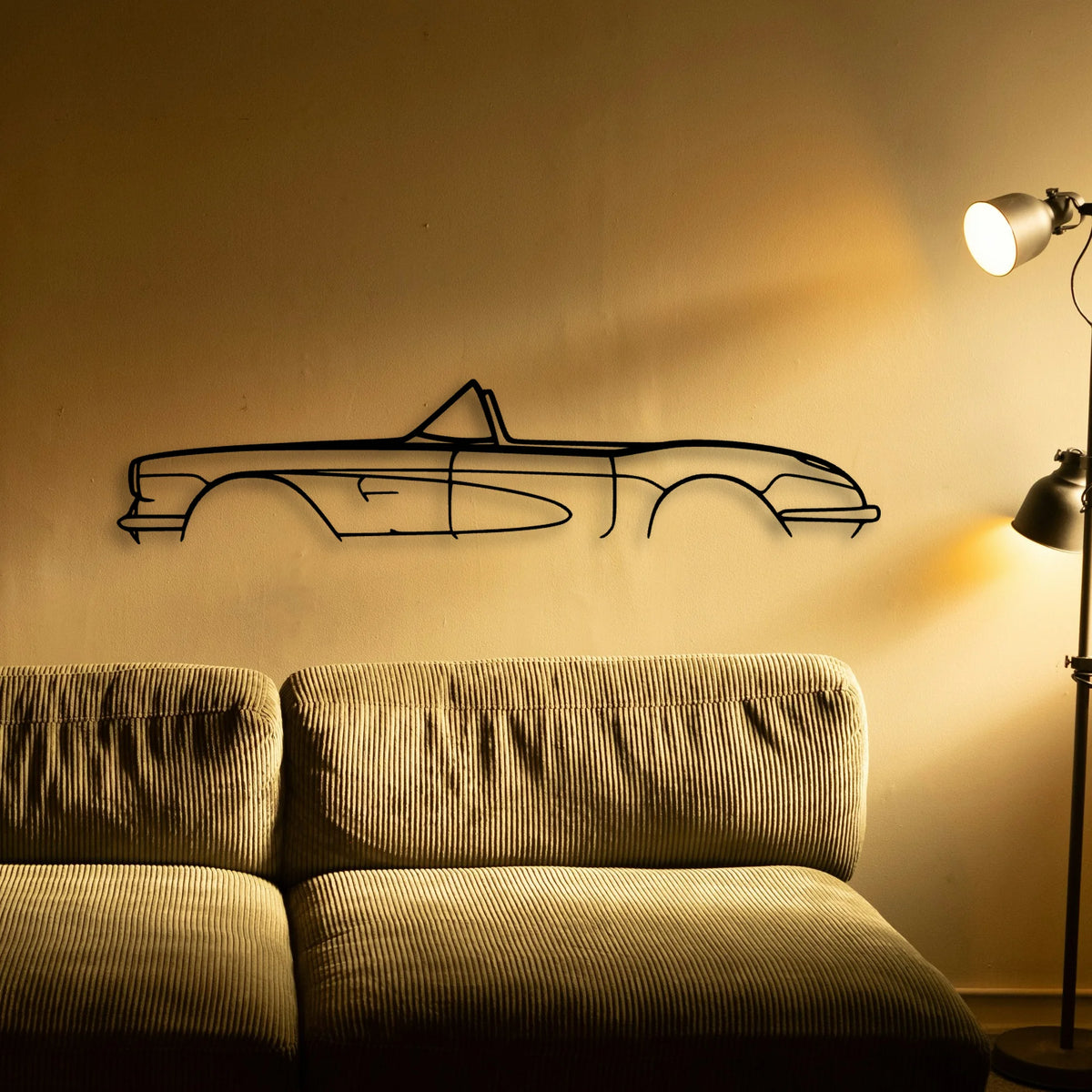 C1 1959 Cabrio Classic Silhouette Metal Wall Art - Tinvibe