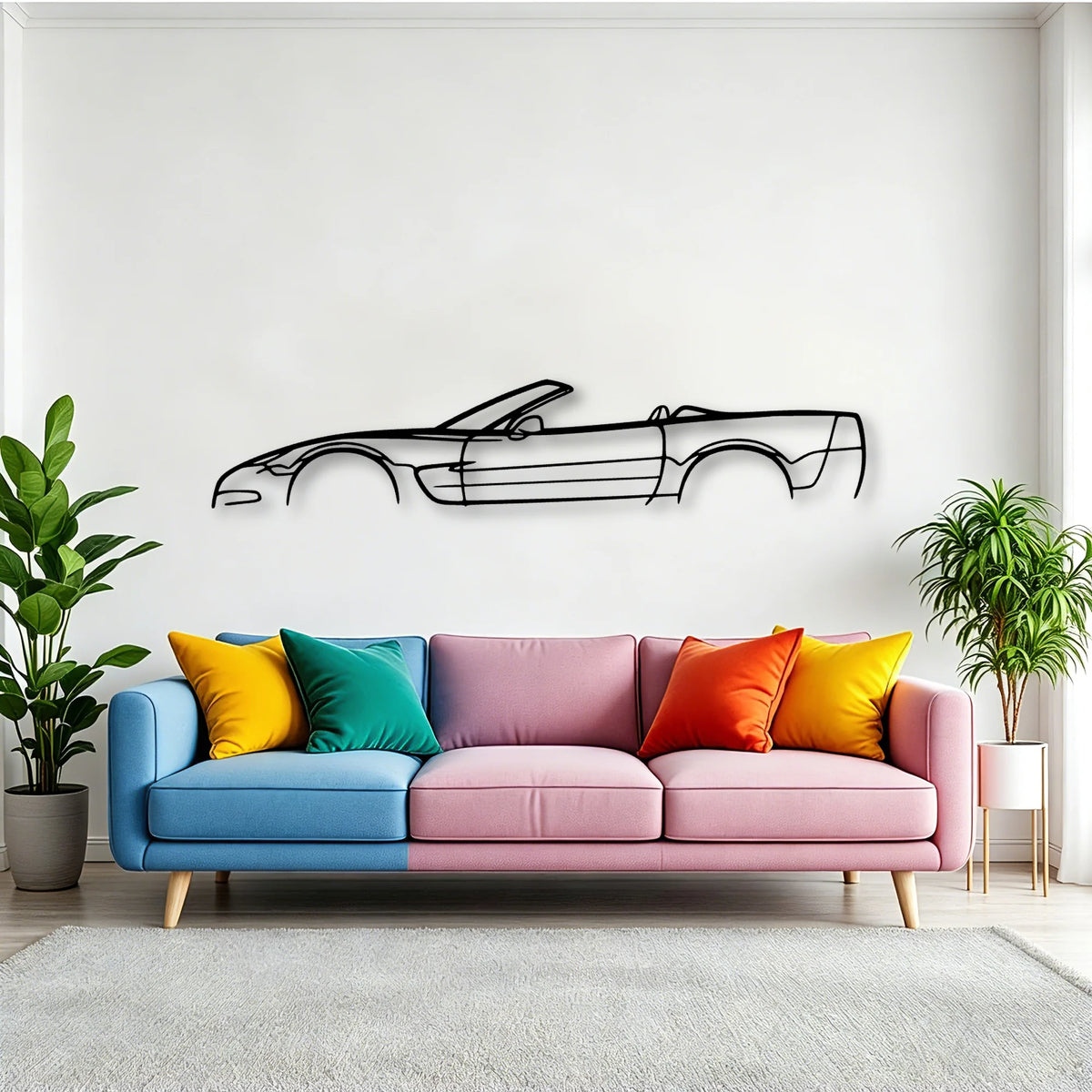 C5 Cabrio 2002 Classic Silhouette Metal Wall Art - Tinvibe