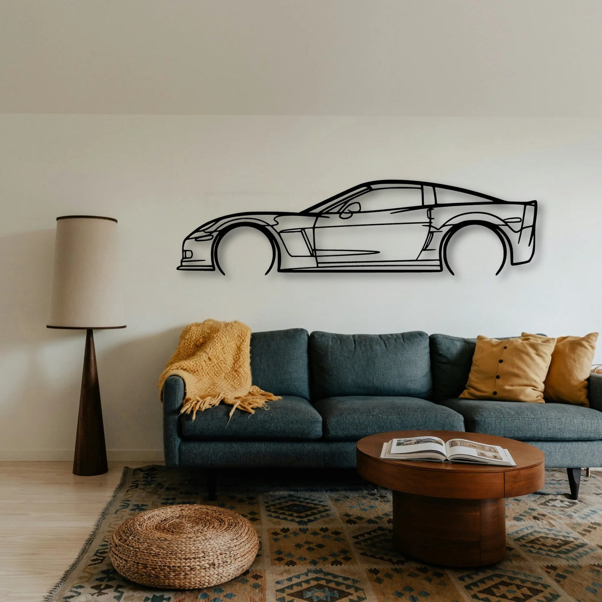 C6 Z06 3 Classic Silhouette Metal Wall Art - Tinvibe