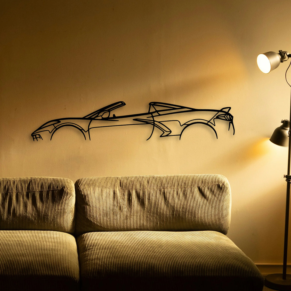C8 2023 Convertible Classic Silhouette Metal Wall Art - Tinvibe