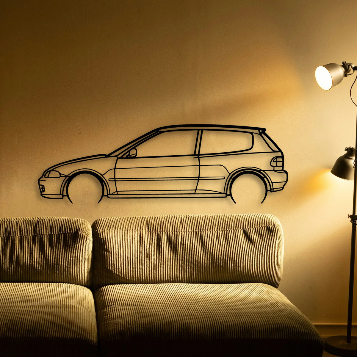 Civic 5 1995 Classic Silhouette Metal Wall Art - Tinvibe
