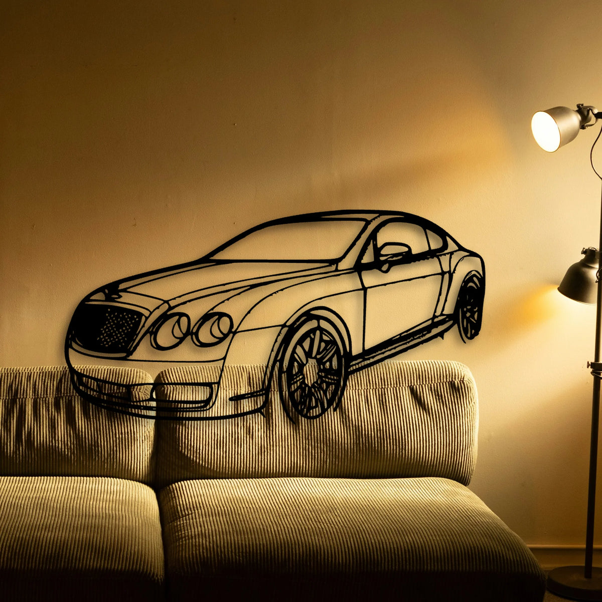 Continental GT 2007 Angle Classic Silhouette Metal Wall Art - Tinvibe