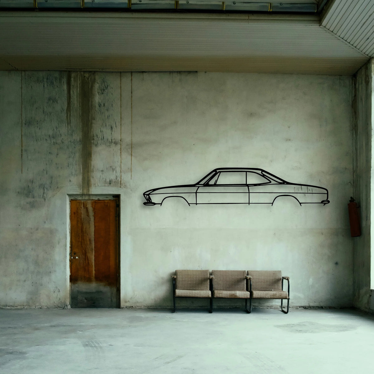 Corvair Corsa 1966 Classic Silhouette Metal Wall Art - Tinvibe