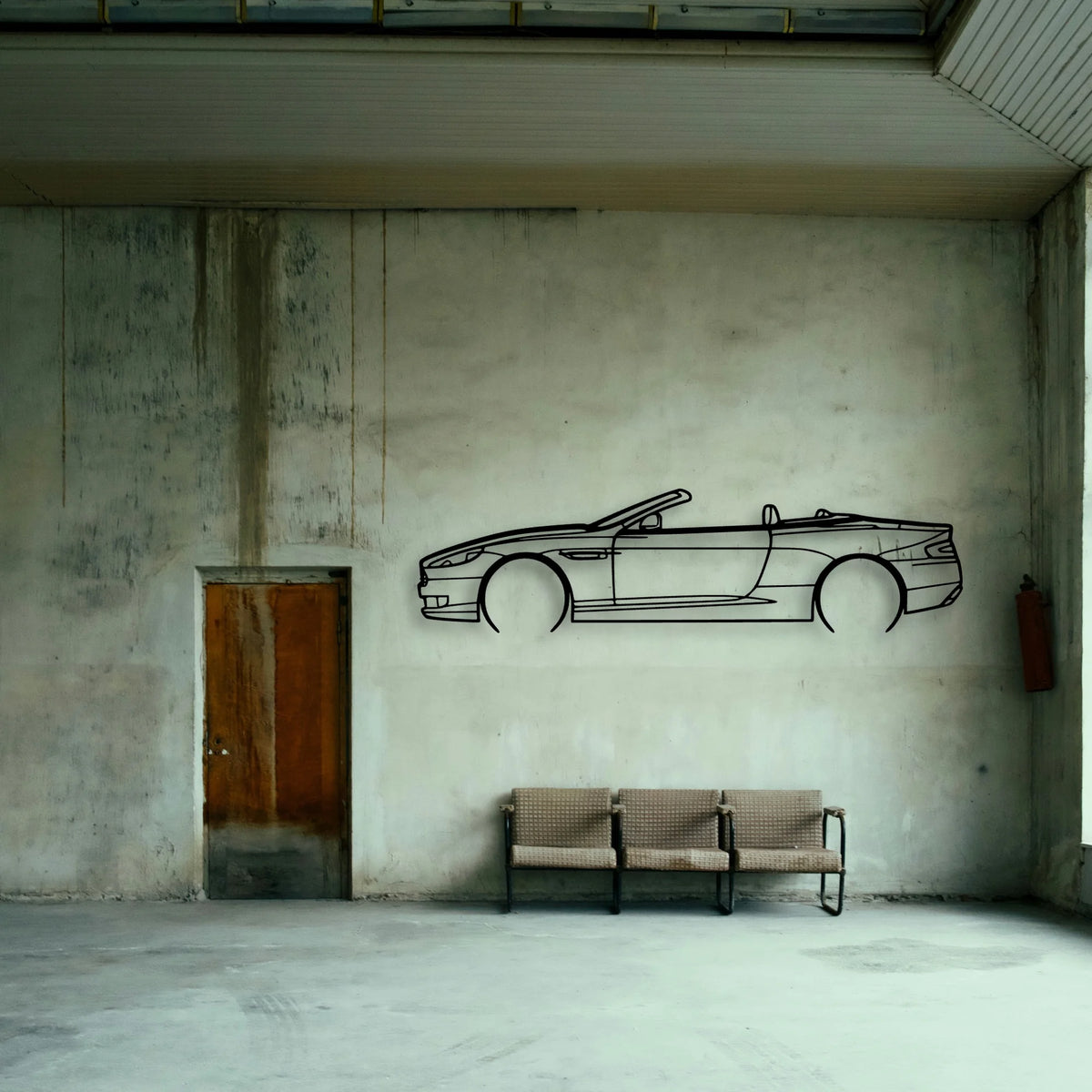 DB9 Convertible 2008 Classic Silhouette Metal Wall Art - Tinvibe