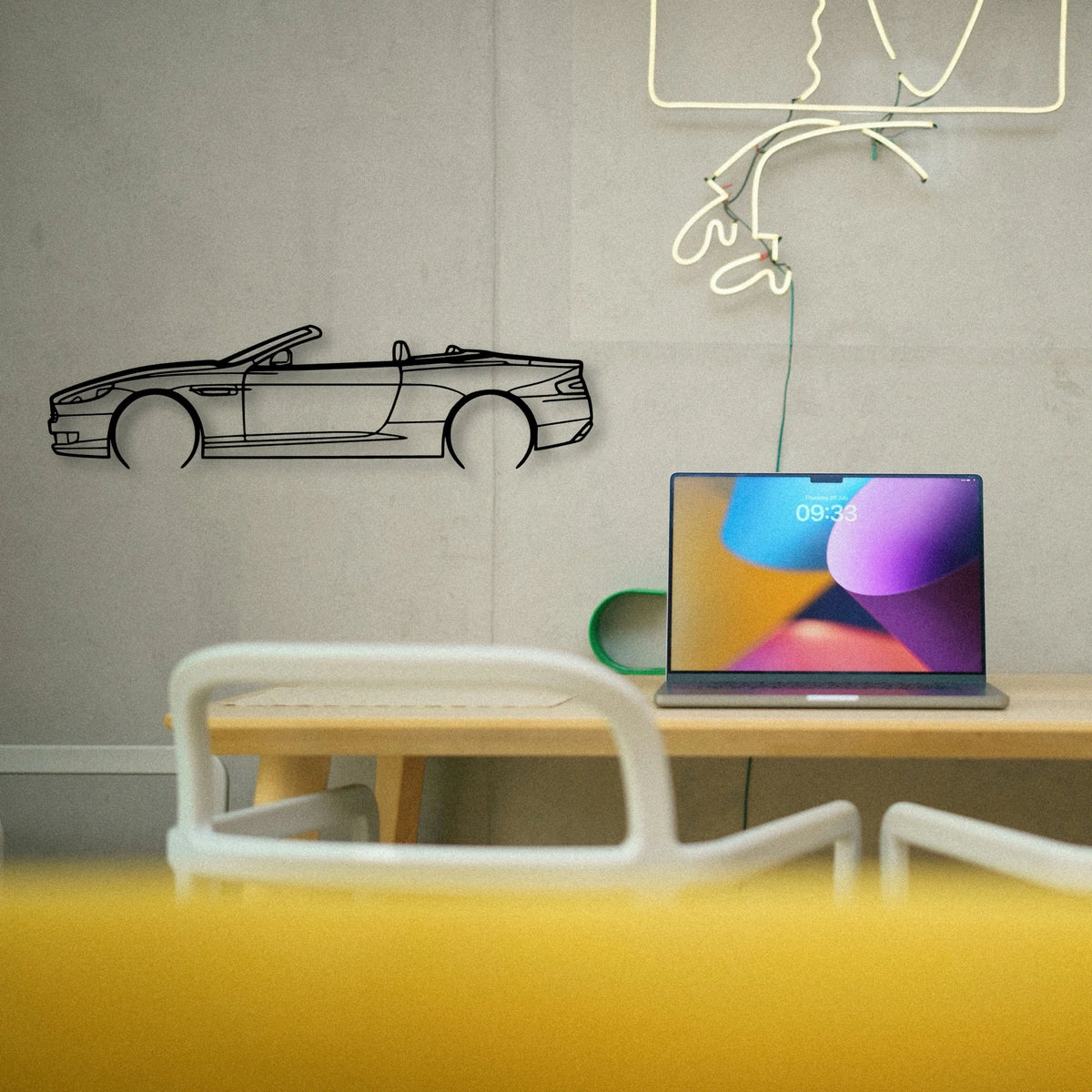 DB9 Convertible 2008 Classic Silhouette Metal Wall Art - Tinvibe