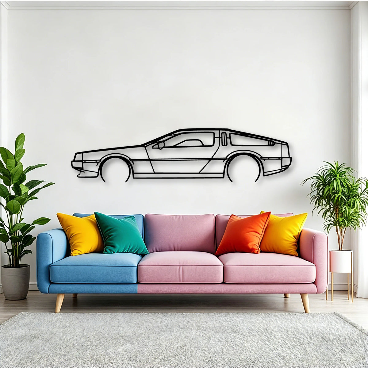 Delorean Classic Silhouette Metal Wall Art - Tinvibe