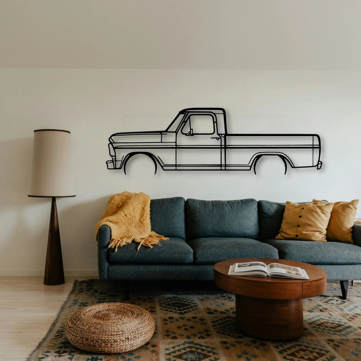 F 100 1969 Classic Silhouette Metal Wall Art - Tinvibe