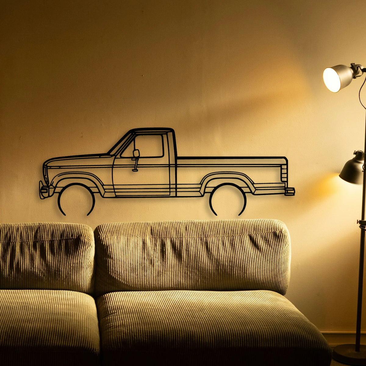 F 150 XLT 1986 Classic Silhouette Metal Wall Art - Tinvibe