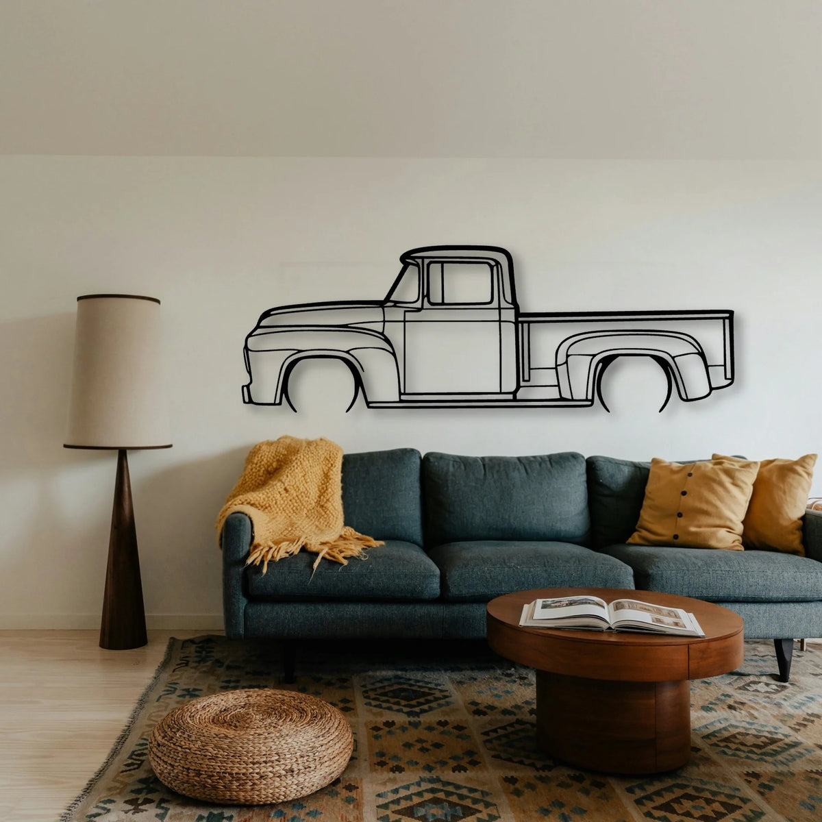 F100 1956 Classic Silhouette Metal Wall Art - Tinvibe