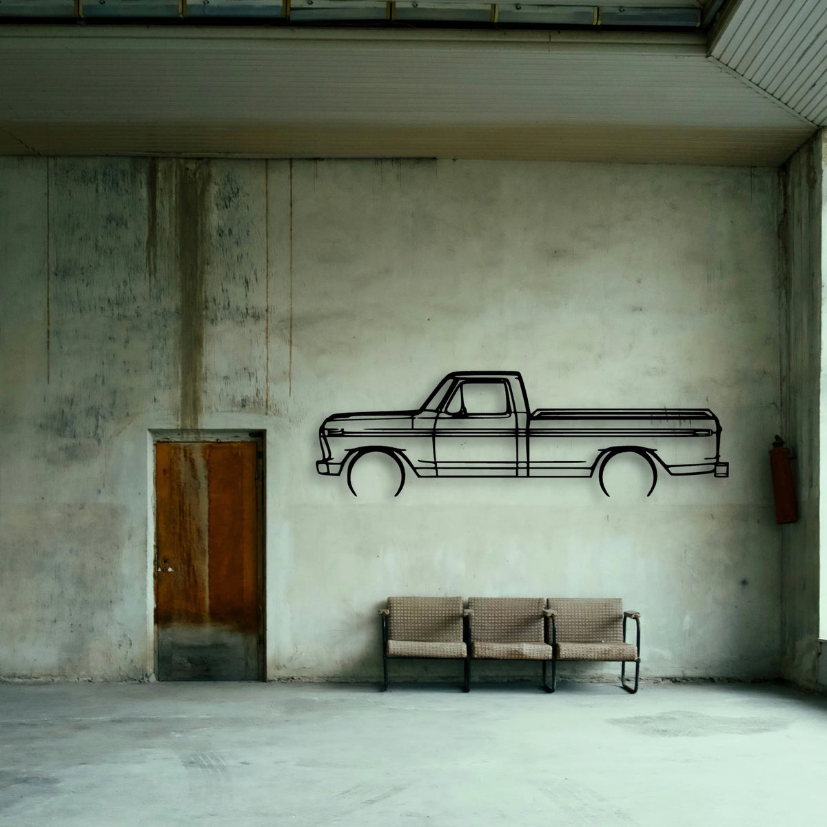 F150 1977 Classic Silhouette Metal Wall Art - Tinvibe