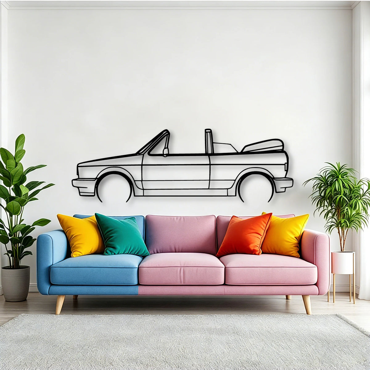 Golf 1 Sportline Cabriolet Classic Silhouette Metal Wall Art - Tinvibe