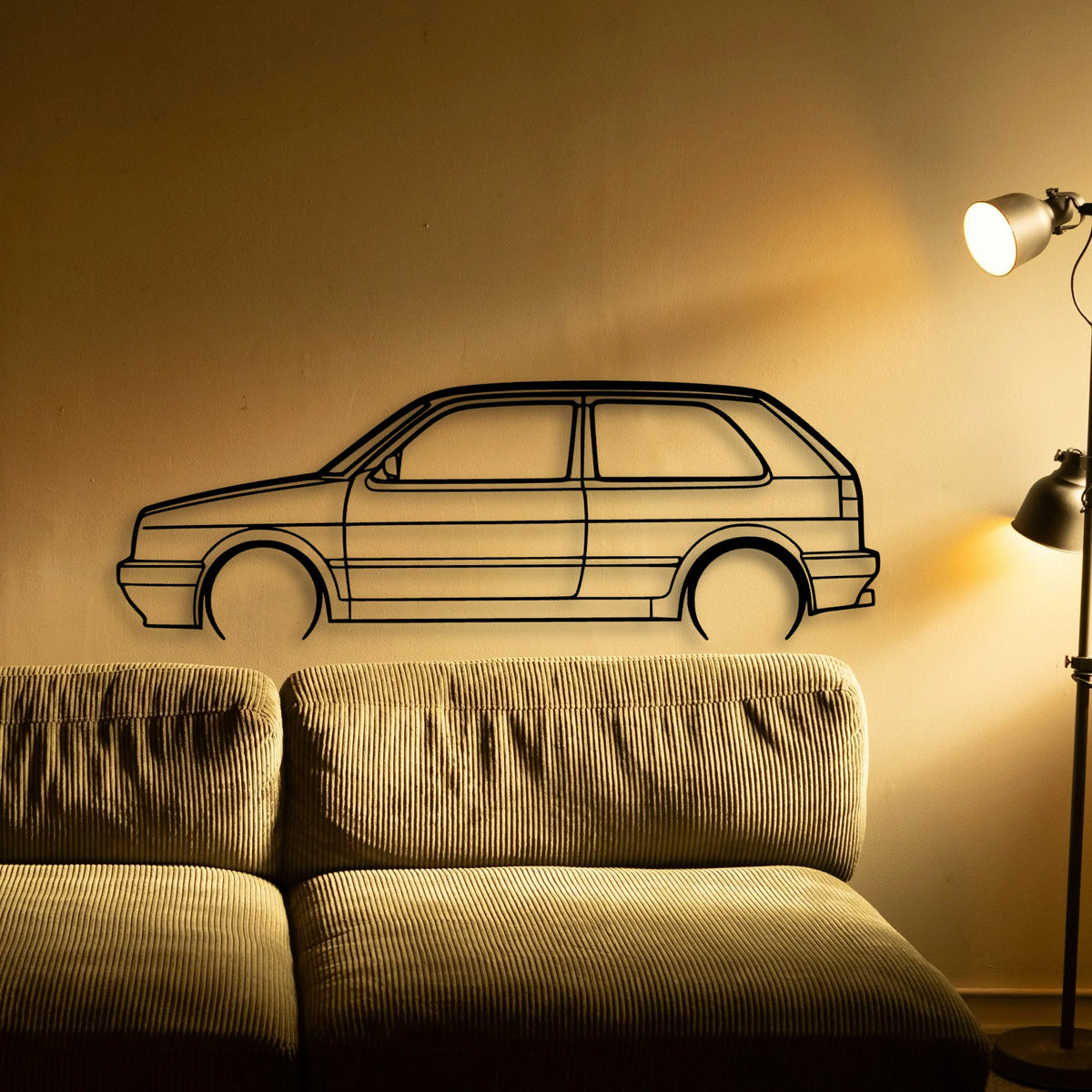 Golf MK2 GTI 2 Classic Silhouette Metal Wall Art - Tinvibe