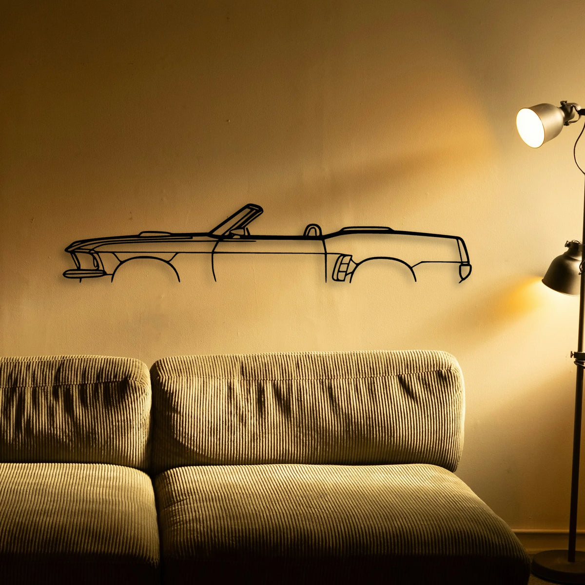 Mustang Convertible 1969 Classic Silhouette Metal Wall Art - Tinvibe