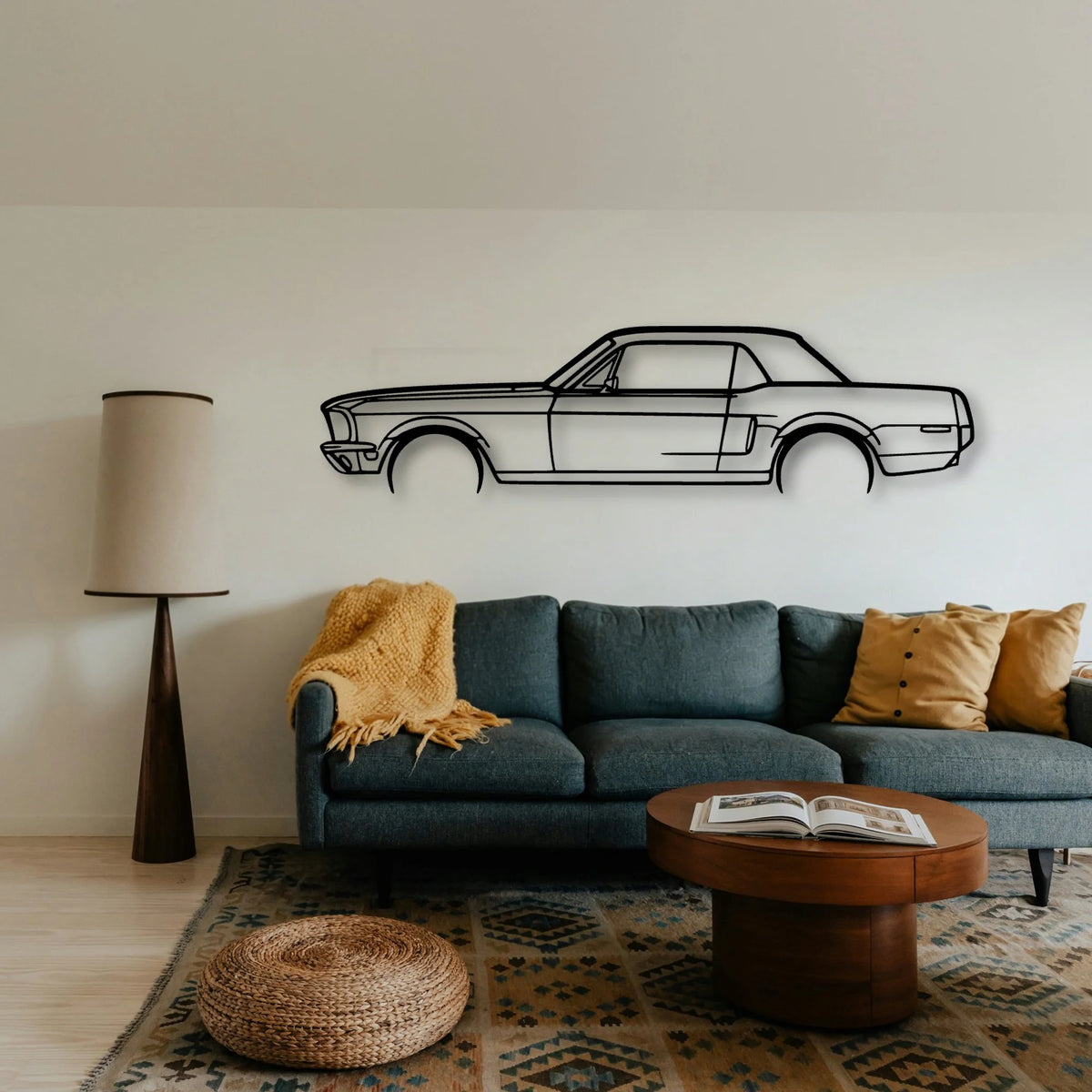 Mustang GT 1968 Classic Silhouette Metal Wall Art - Tinvibe