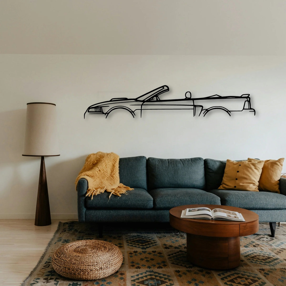 Mustang GT Convertible 2002 Classic Silhouette Metal Wall Art - Tinvibe