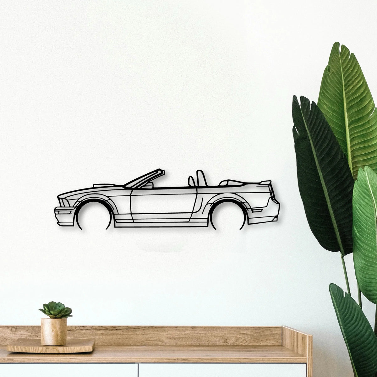 Mustang GT Convertible 2008 Classic Silhouette Metal Wall Art - Tinvibe
