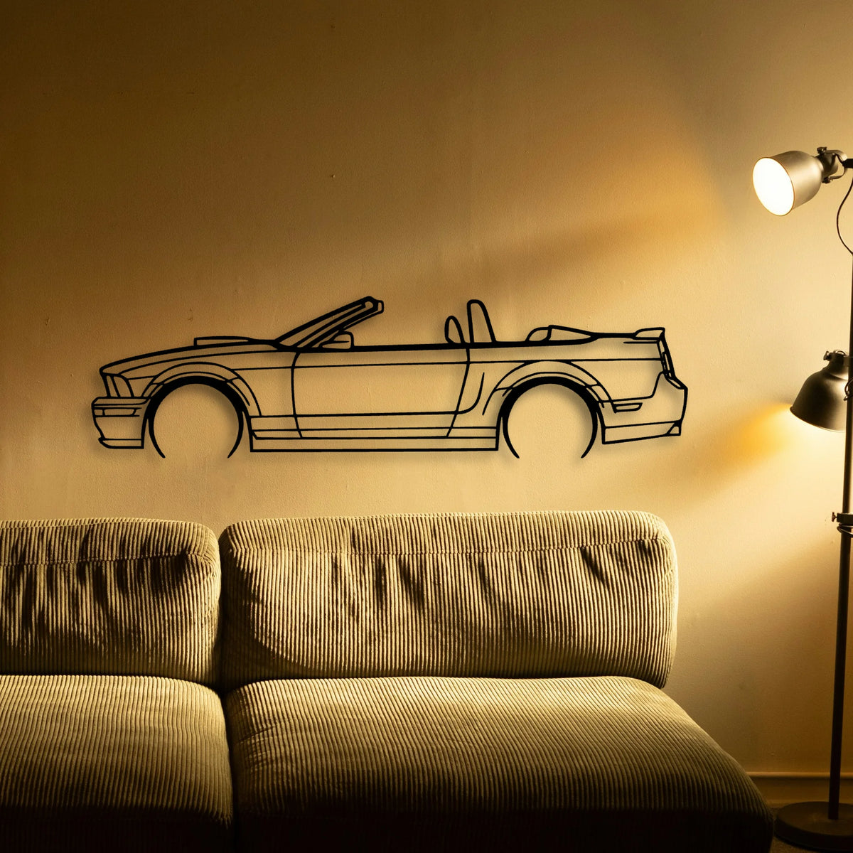 Mustang GT Convertible 2008 Classic Silhouette Metal Wall Art - Tinvibe