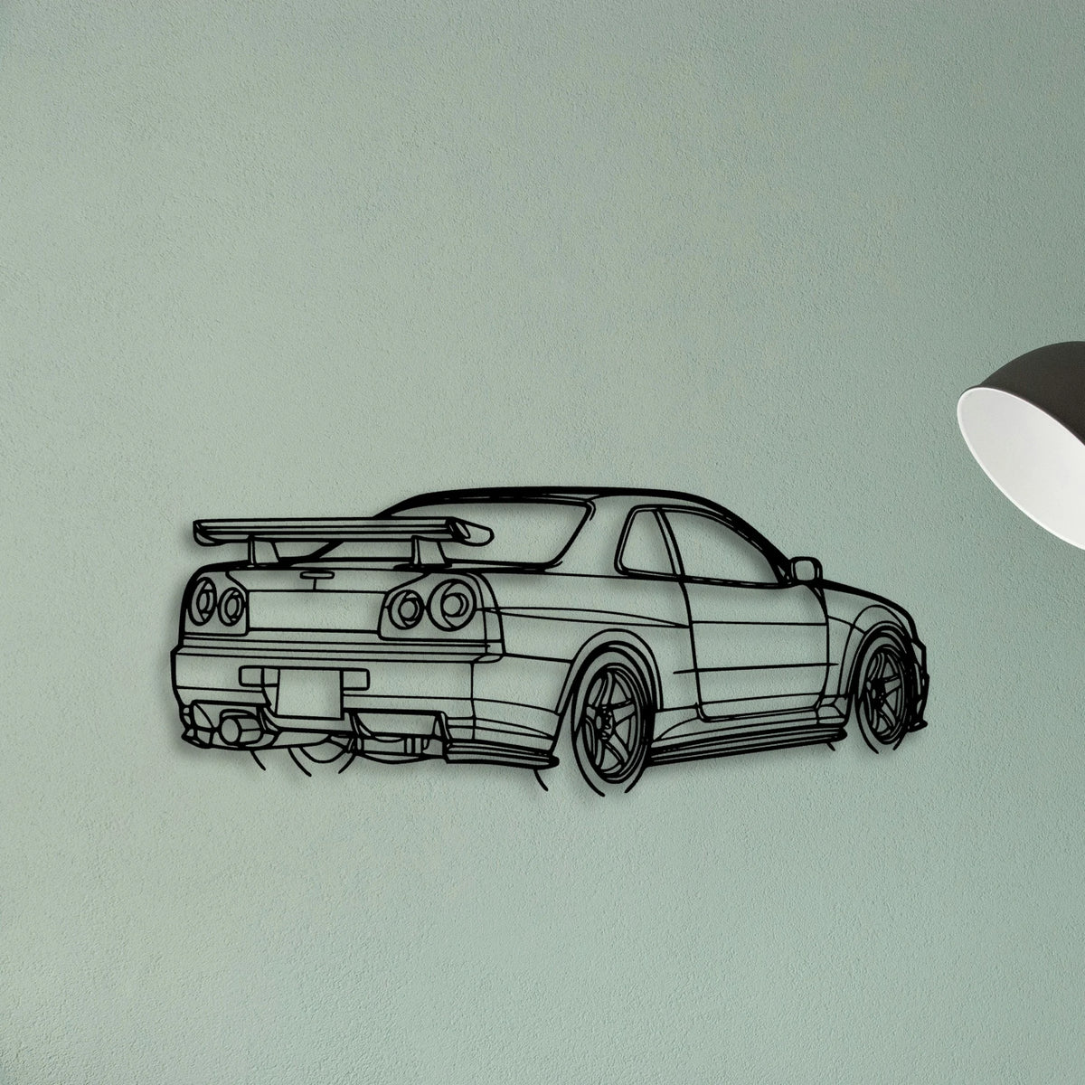 R34 GTR Nismo Angle Classic Silhouette Metal Wall Art - Tinvibe