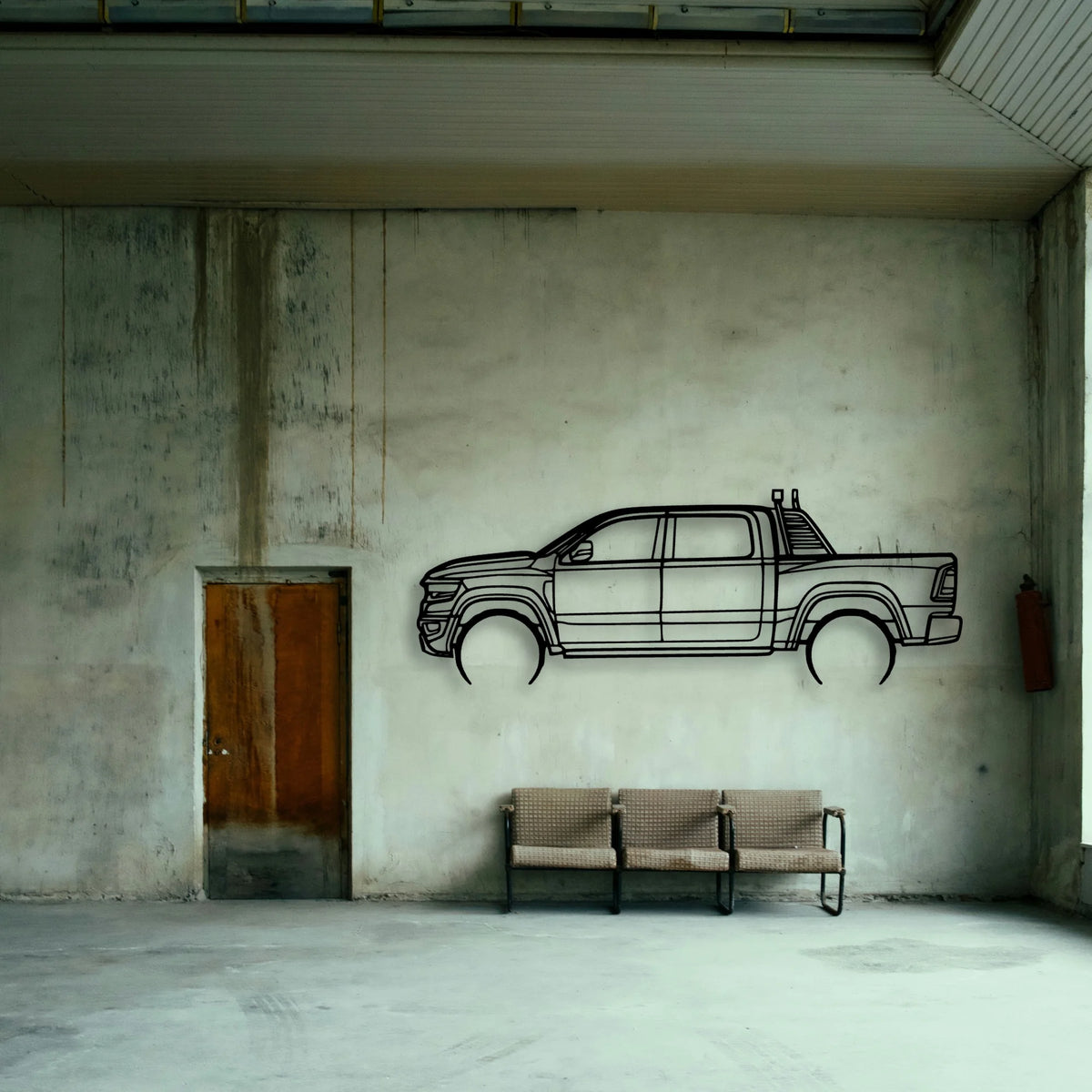 RAM TRX 2022 Classic Silhouette Metal Wall Art - Tinvibe