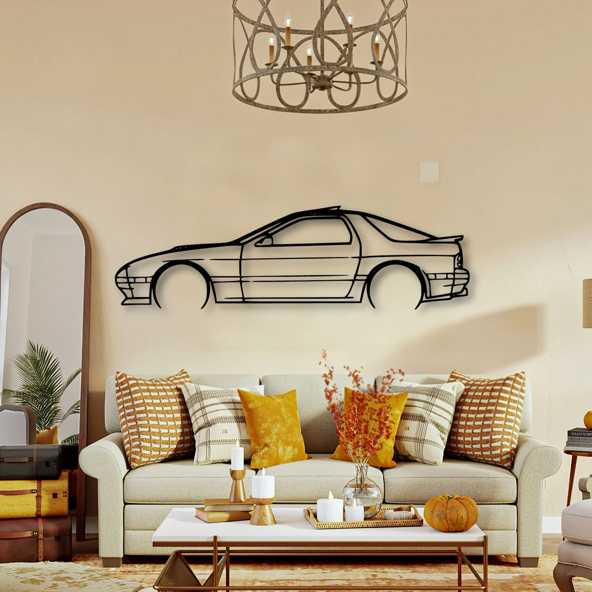 RX7 1989 Classic Silhouette Metal Wall Art - Tinvibe