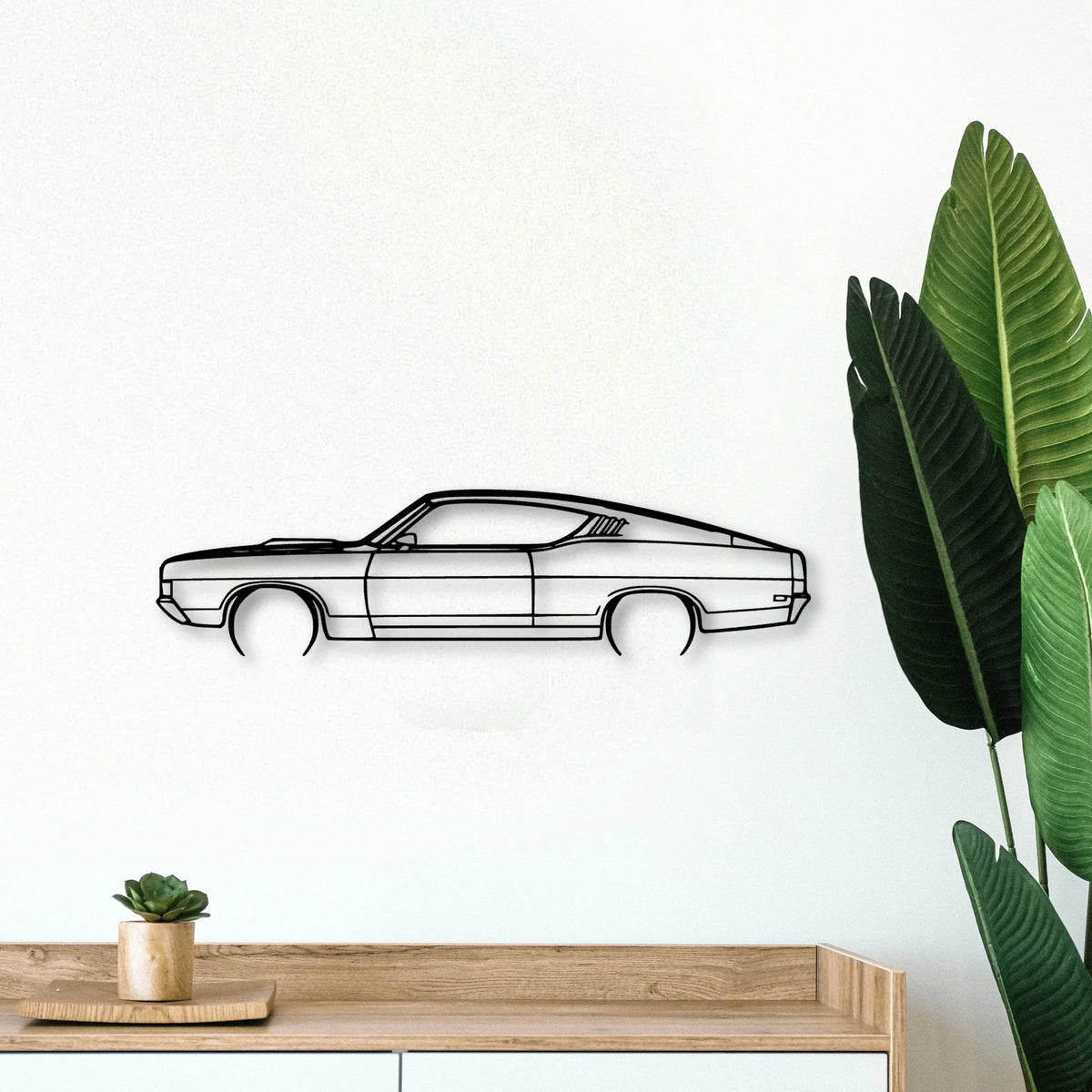 Torino GT Fastback 1969 Classic Silhouette Metal Wall Art - Tinvibe