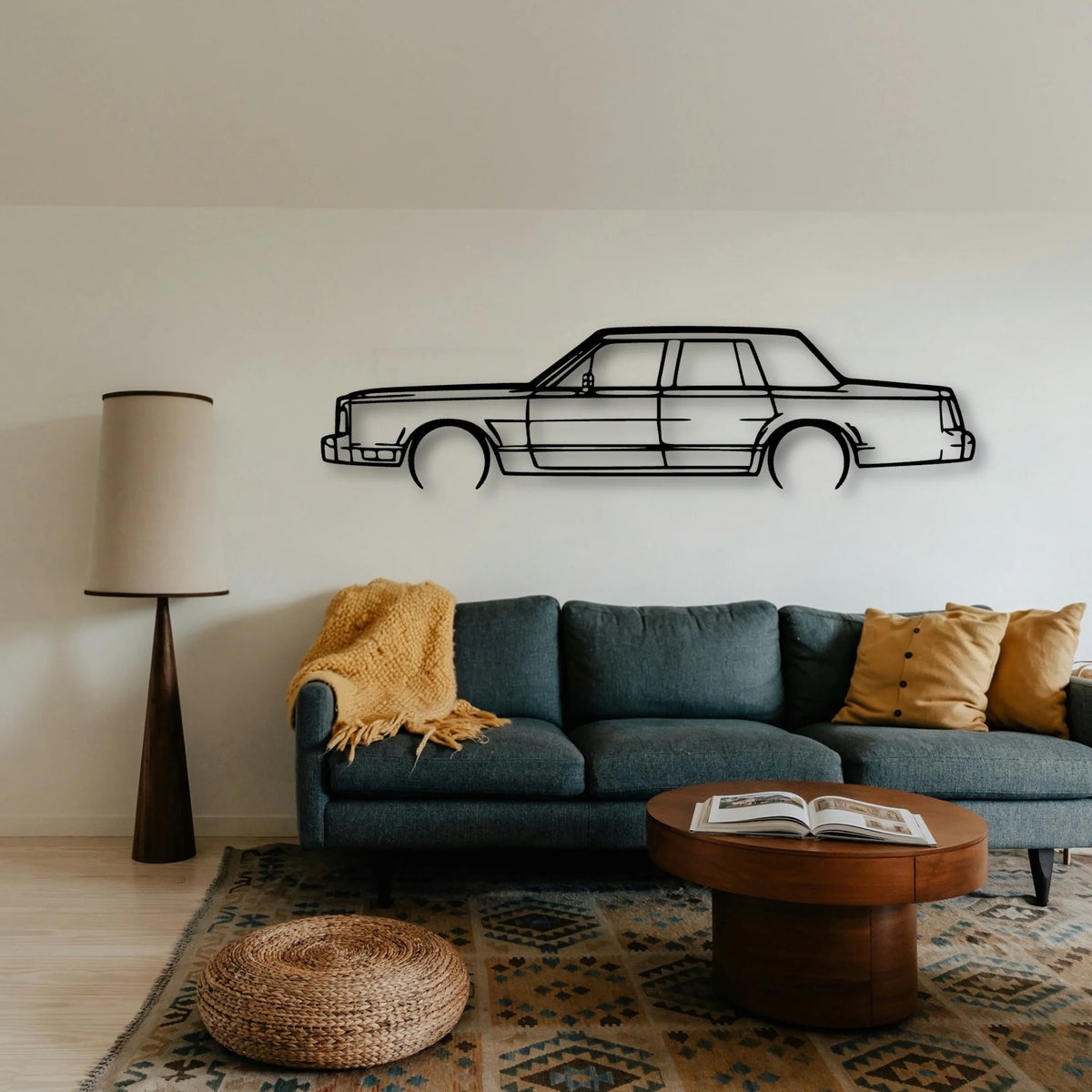 Town CAR 1988 Classic Silhouette Metal Wall Art - Tinvibe