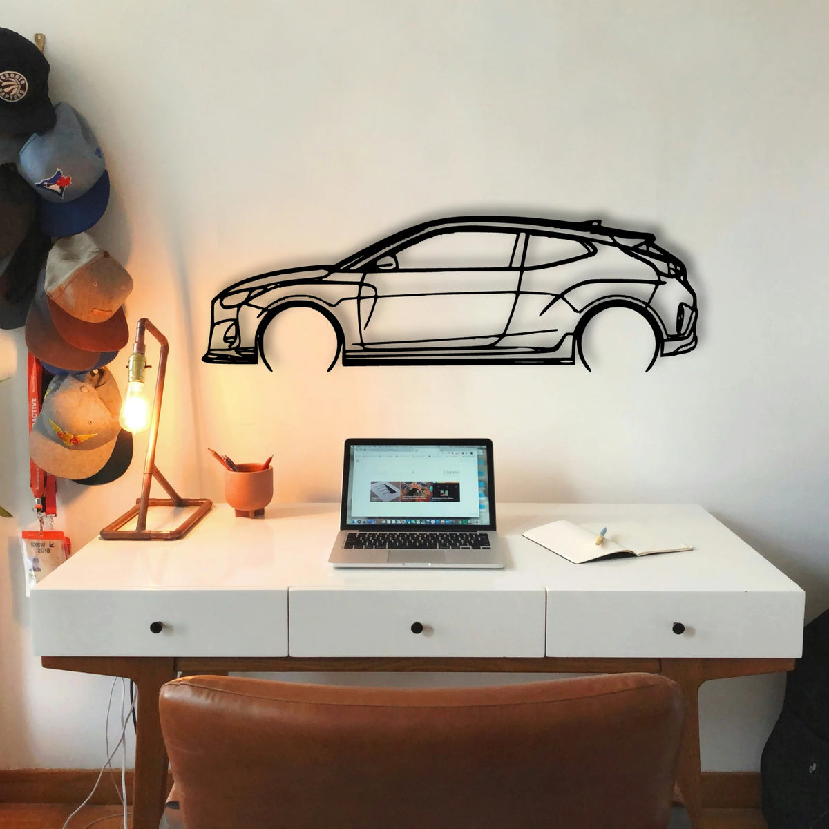 Veloster R 2020 Classic Silhouette Metal Wall Art - Tinvibe