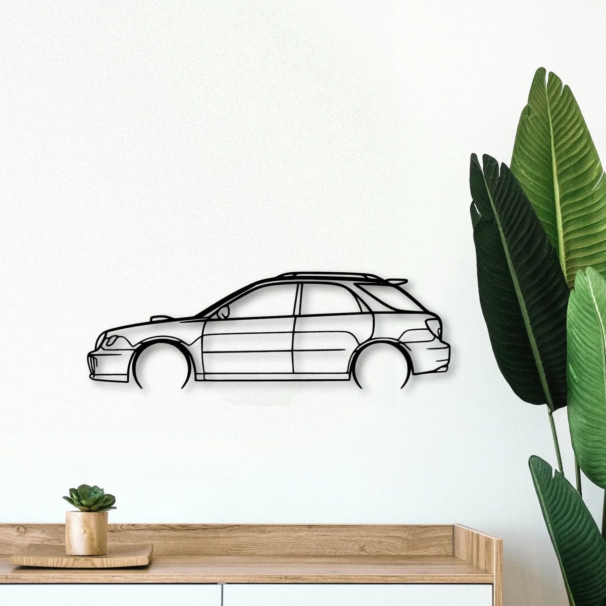 WRX STI 2002 Wagon Classic Silhouette Metal Wall Art - Tinvibe