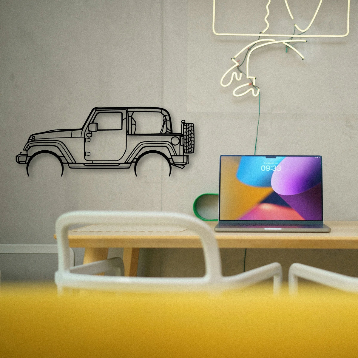Wrangler 2 Door Classic Silhouette Metal Wall Art - Tinvibe