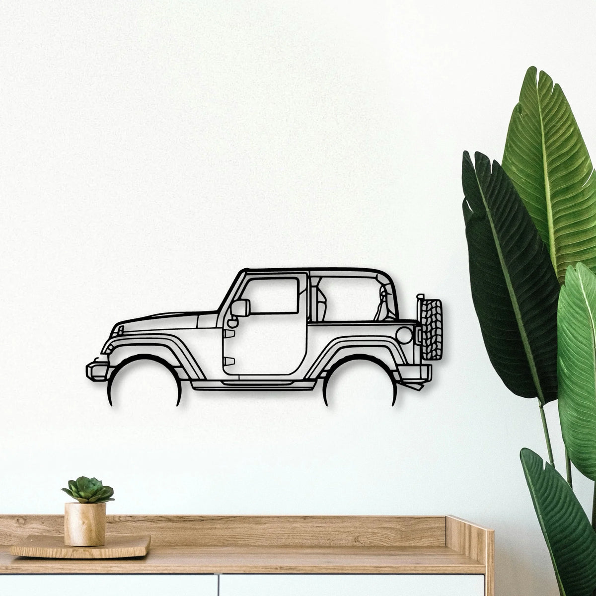 Wrangler 2 Door Classic Silhouette Metal Wall Art - Tinvibe