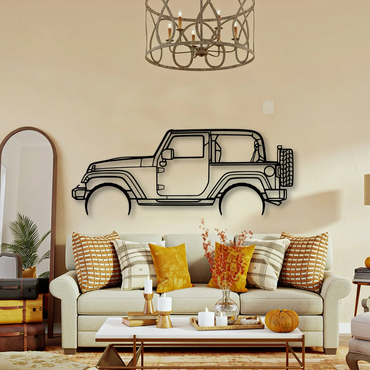 Wrangler 2 Door Classic Silhouette Metal Wall Art - Tinvibe