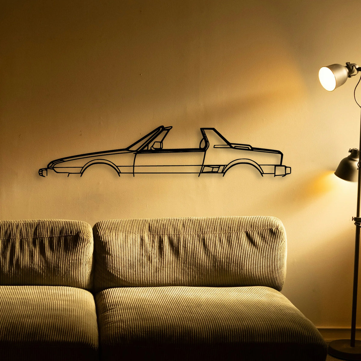 X1 9 Convertible 1980 Classic Silhouette Metal Wall Art - Tinvibe