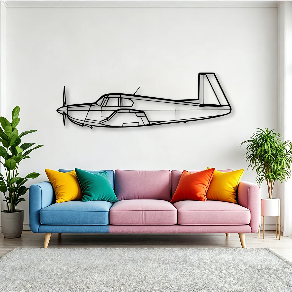 A23 24 Musketeer 3 Classic Aircraft Silhouette Metal Wall Art - Tinvibe