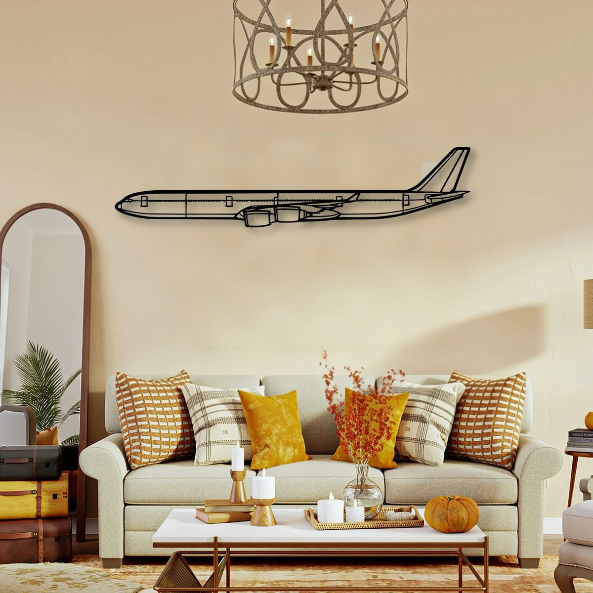 A340 600 2 Classic Aircraft Silhouette Metal Wall Art - Tinvibe