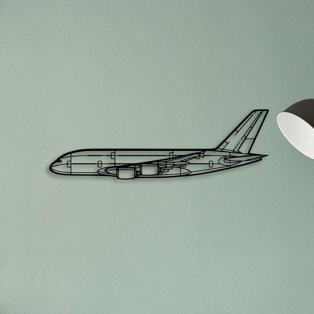 A380 800 Classic Aircraft Silhouette Metal Wall Art - Tinvibe