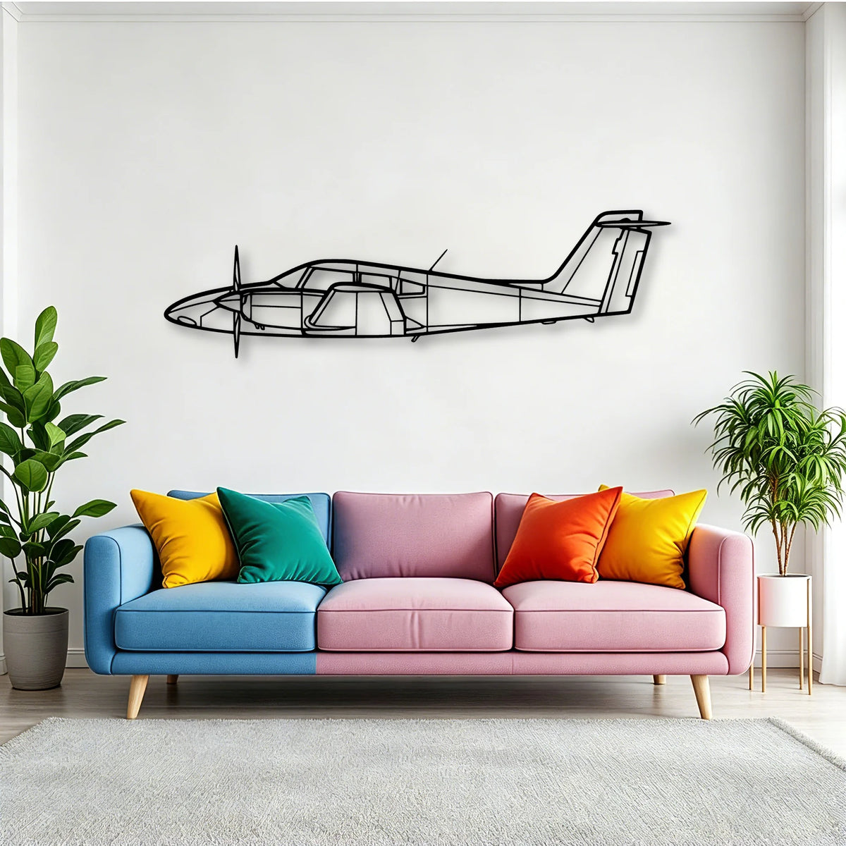 C45 H Expeditor Classic Aircraft Silhouette Metal Wall Art - Tinvibe
