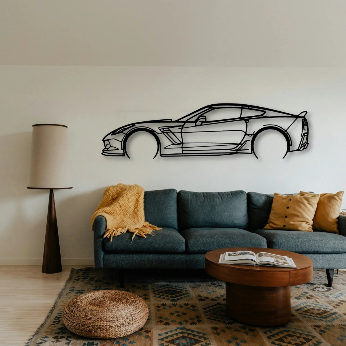 C7 Z06 2 Classic Silhouette Metal Wall Art - Tinvibe